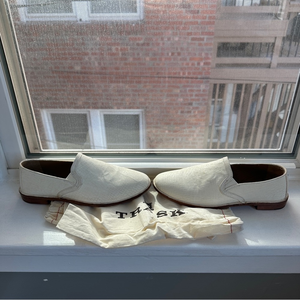 Trask Cream leather Slip-On loafers